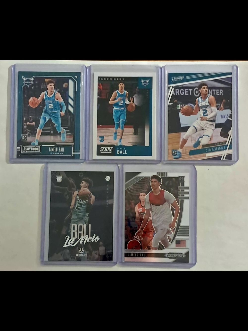 Lamelo Ball 2020-21 Panini Rookie NBA Basketball Card Lot of 5